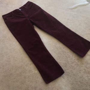 Current Elliott cropped  corduroys in burgundy.
